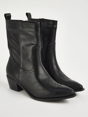 Black Cowboy Ankle Boots Women at ASDA