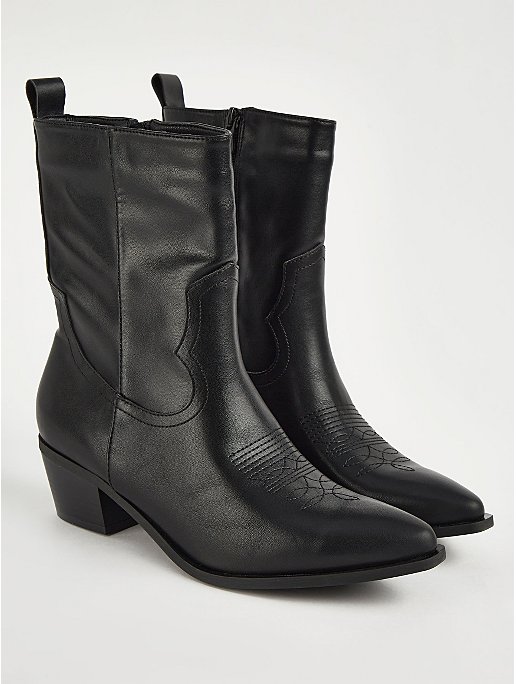 Black Cowboy Ankle Boots | Women | George at ASDA