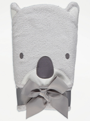 Grey Koala Hooded Towel Baby at ASDA