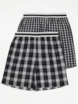 Monochrome Checked Woven Lounge Shorts 2 Pack | Men | George at ASDA
