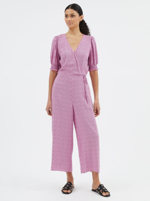 Pink Spot Print Wrap Jumpsuit Women at ASDA