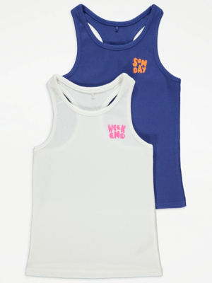 Ribbed Weekend Pyjama Vests 2 Pack Kids at ASDA