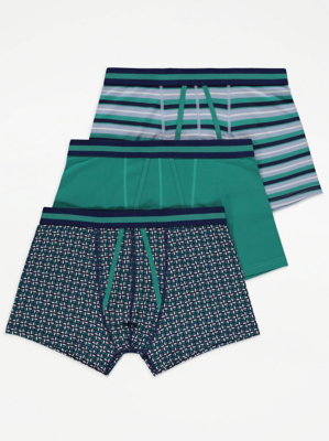 Green Printed AFront Boxers 3 Pack Men at ASDA