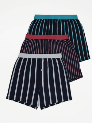 Striped Jersey Boxers 3 Pack Men at ASDA