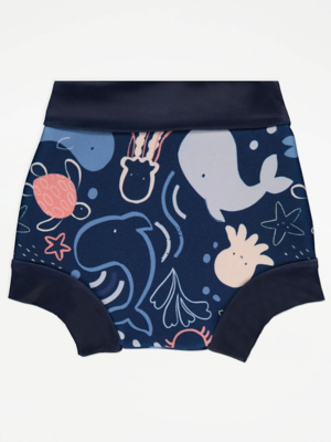 Blue Whale Print Swim Nappy Baby at ASDA