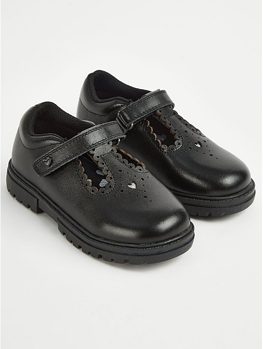 Black Leather Cut Out T-Bar School Shoes | School | George at ASDA