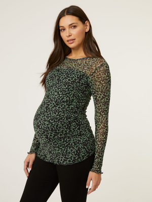 Maternity Green Animal Print Mesh Top Sale & Offers at ASDA