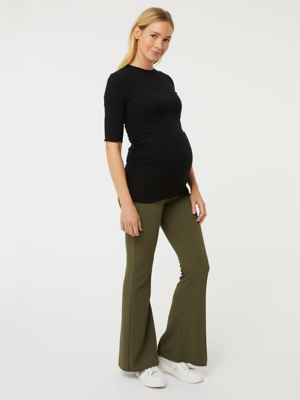 Maternity Khaki Kick Flare Trousers Women at ASDA