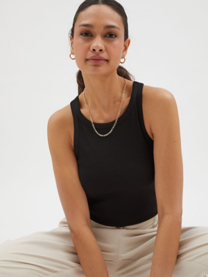 Black Ribbed Vest Women at ASDA