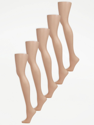 Hazelnut 15 Denier Sheer Tights 5 Pack Lingerie at ASDA