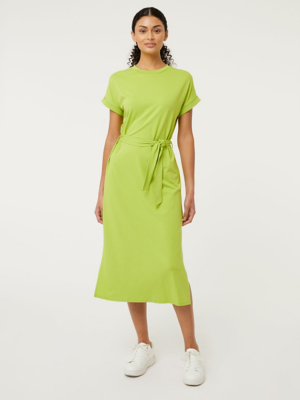 Bright Green Short Sleeve Jersey Midi Dress Women at ASDA
