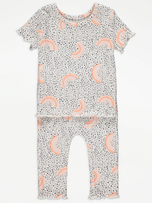 Rainbow Spot Ribbed Top and Leggings Outfit Baby at ASDA