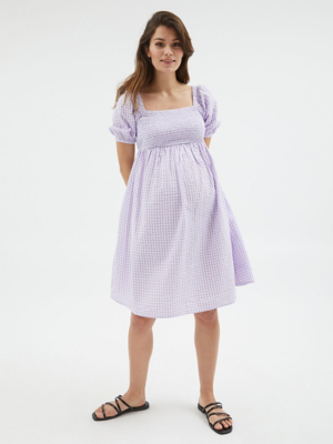 Maternity Lilac Gingham Mini Dress Sale & Offers at ASDA