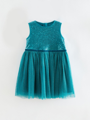 Teal Sequin Top Dress Kids at ASDA