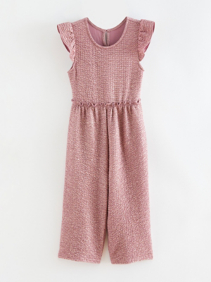 Pink Glitter Textured Frill Sleeveless Jumpsuit Kids at ASDA