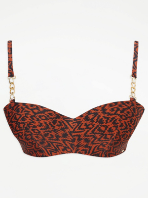 Brown Patterned Luxe Curve Balcony Bikini Top Women at ASDA