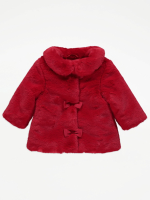 Red Faux Fur Coat Baby at ASDA