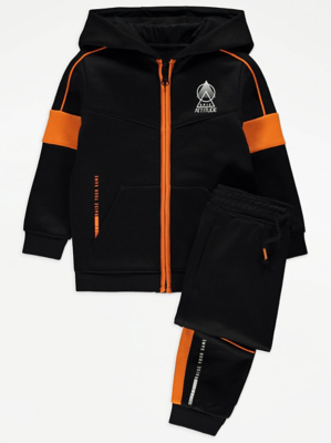 Black Epic Attitude Trim Tracksuit Kids at ASDA