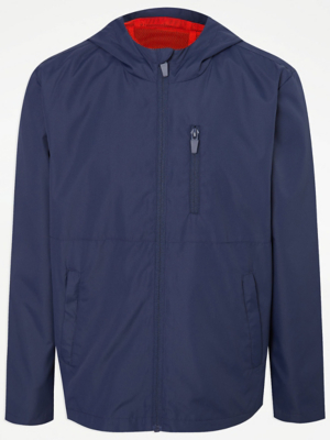 Navy Lightweight Hooded Jacket Kids at ASDA