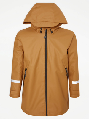 Tan Lightweight Longline Rain Mac Kids at ASDA