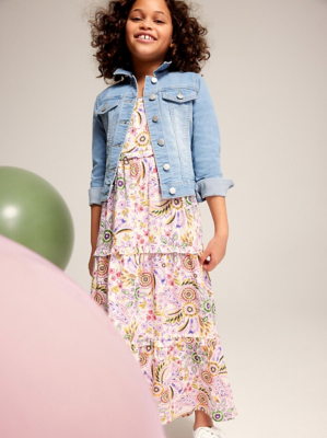 Floral Tiered Maxi Dress Kids at ASDA
