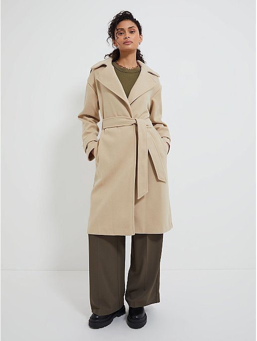 Cream Belted Trench Coat | Women | George at ASDA