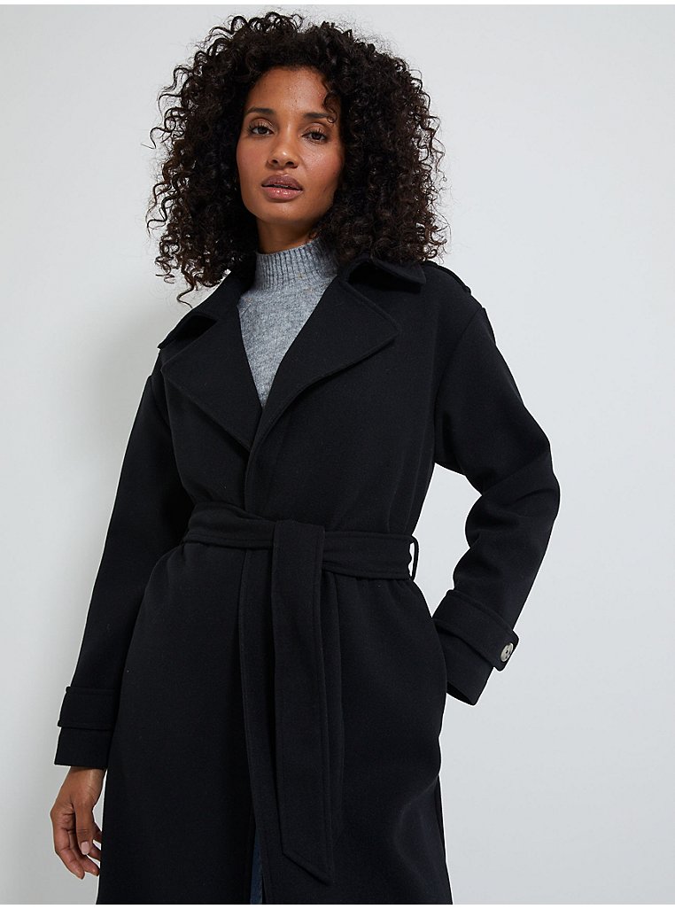 Black Belted Longline Trench Coat | Women | George at ASDA