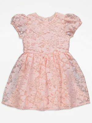 Pink Floral Mesh Dress Kids at ASDA