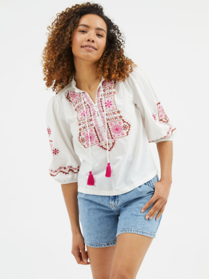 White Embroidered Tassel Blouse Women at ASDA