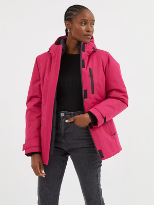 Bright Pink Hooded Waterproof 3 in 1 Jacket Women at ASDA