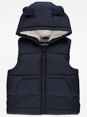 Navy Hooded Teddy Gilet