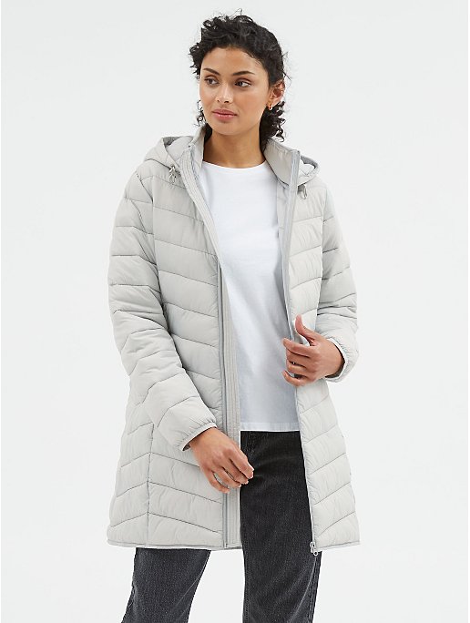 Light Grey Longline Padded Coat | Women | George at ASDA