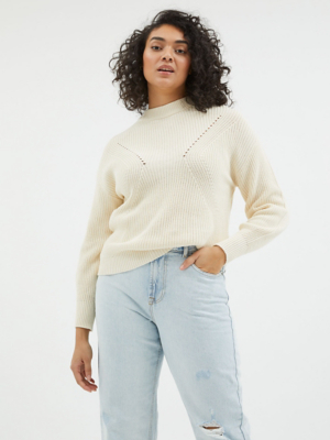 Cream Knitted Cut Out Jumper Women at ASDA