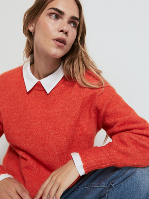 Orange Crew Neck Knitted Jumper Women at ASDA
