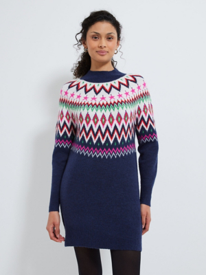 Navy Fairisle Mini Jumper Dress | Women | George at ASDA