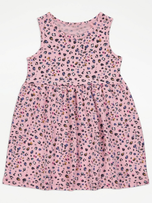 Pink Animal Print Dress Kids at ASDA