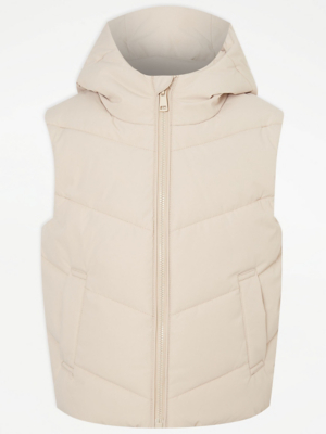 Cream Hooded Padded Gilet Kids at ASDA