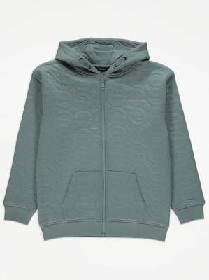 Teal Smiley Face Zip Through Hoodie Kids at ASDA