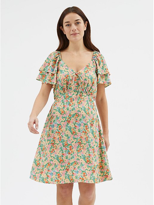 Neutral Floral Mini Tea Dress | Women | George at ASDA