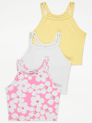 Floral Double Strap Crop Top 3 Pack Kids at ASDA