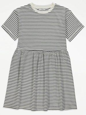 White Striped TShirt Dress Kids at ASDA