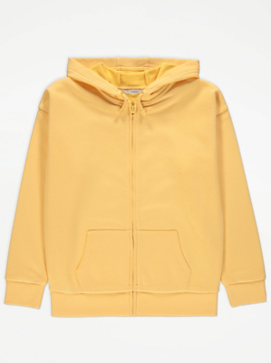Yellow Plain Zip Up Hoodie Kids at ASDA