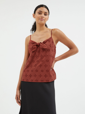 Rust Embroidered Tie Cami Top Women at ASDA