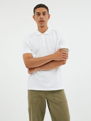 White Short Sleeve Polo Top Men at ASDA
