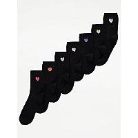 Black Heart Embroidered Ankle Socks 7 Pack | Women | George at ASDA