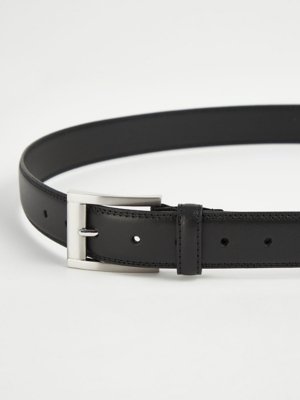 Black Leather Chunky Buckle Belt Men George at ASDA