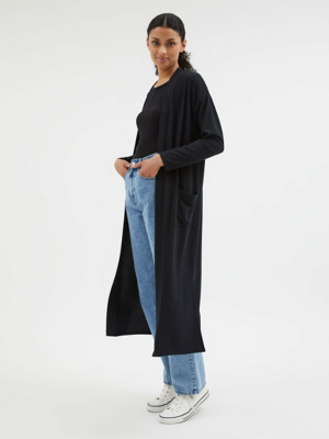 Black Longline Ribbed Cardigan Women at ASDA