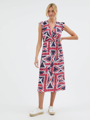 Matching Floral Flag Wrap Front Midi Dress Women at ASDA