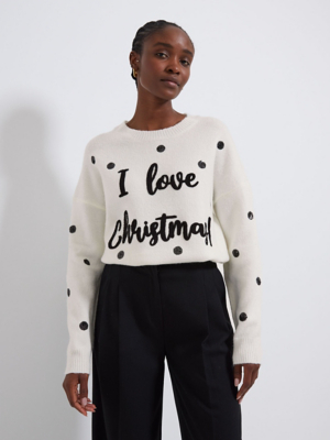Cream I Love Christmas Spot Christmas Jumper Women at ASDA
