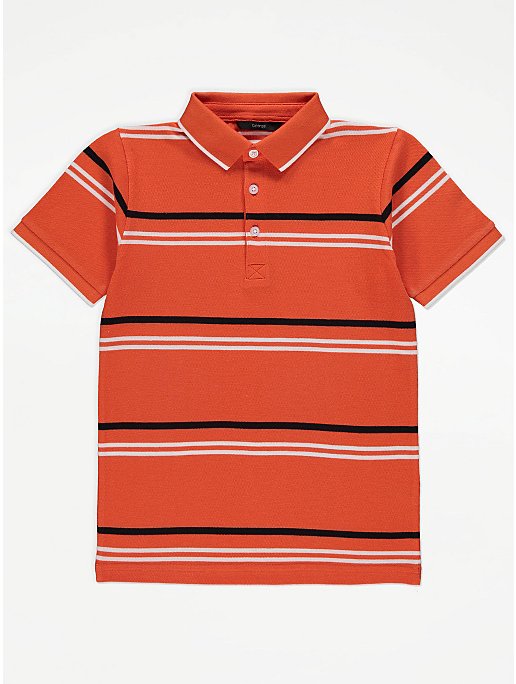 Orange Striped Polo Top | Kids | George at ASDA